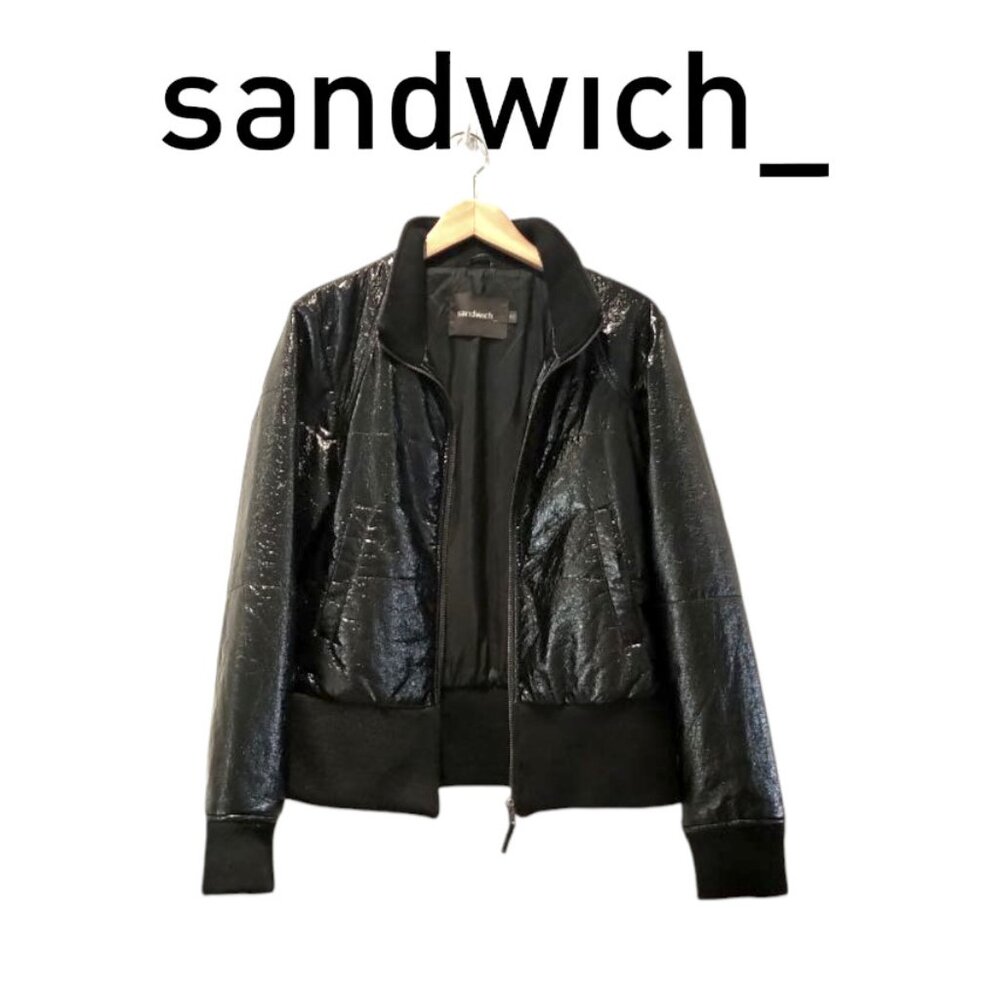 NWOT Sandwich Wet look Bomber Jacket Biker Moto Jacket vinyl look Mobwife Jacket